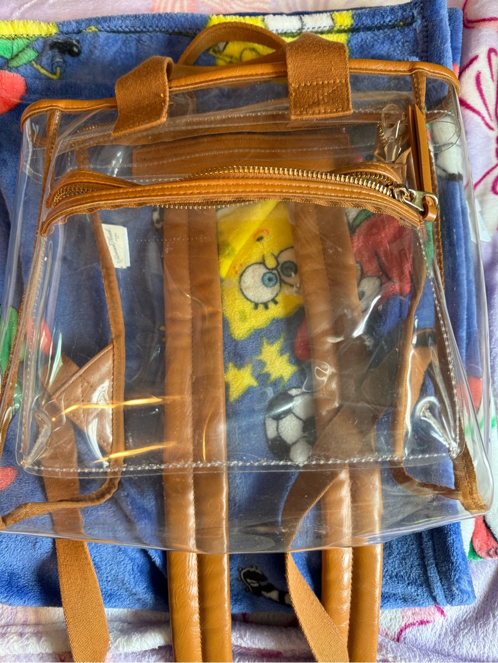 Universal Thread Clear Backpack with Tan Trim